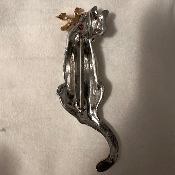 Vintage 1991 signed Maurice Milleur Pewter Cat Brooch - Picture 5 of 8